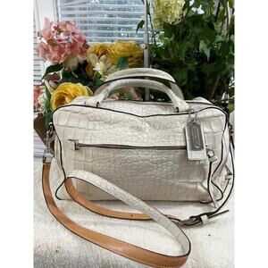 Coach 30449 python ivory satchel bag i(500